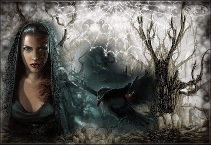Gif animé gothique femme en noir